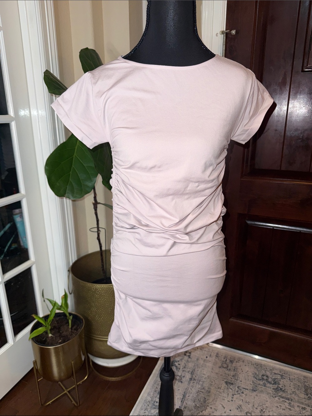 Blanqi Women's Maternity, Everday Cap Sleeve Dress Ruched Dress Size S/M
